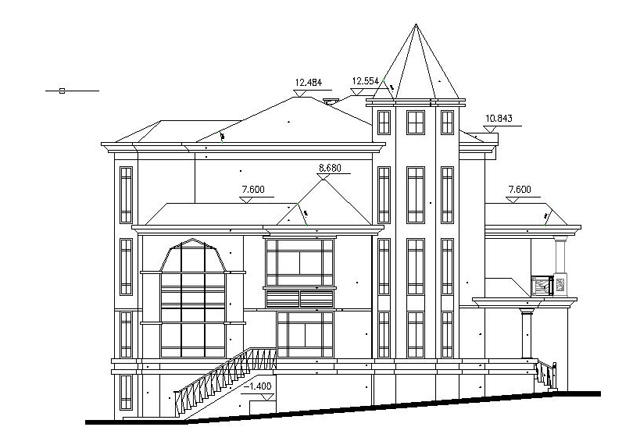 钢结构别墅（钢混房）RJ-GH302+三层-13.90X20.70米(图2)
